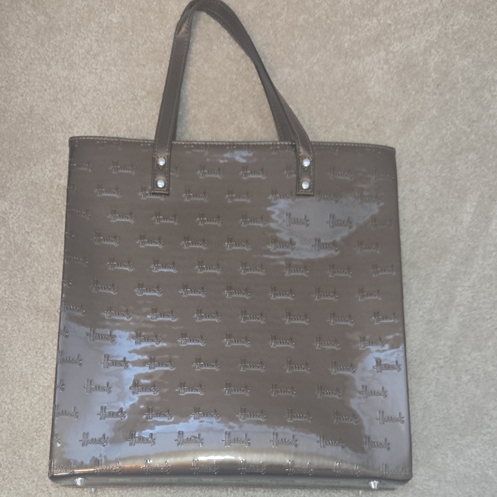 Harrods Glossy Brown Tote Bag